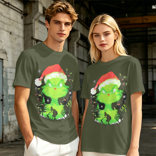 Olive Green Grinch Christmas Graphic T-Shirt