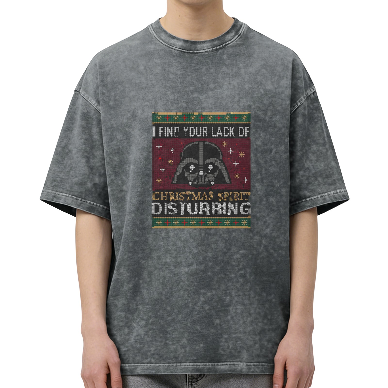 Darth Vader Christmas Spirit Disturbing Acid Wash T-Shirt