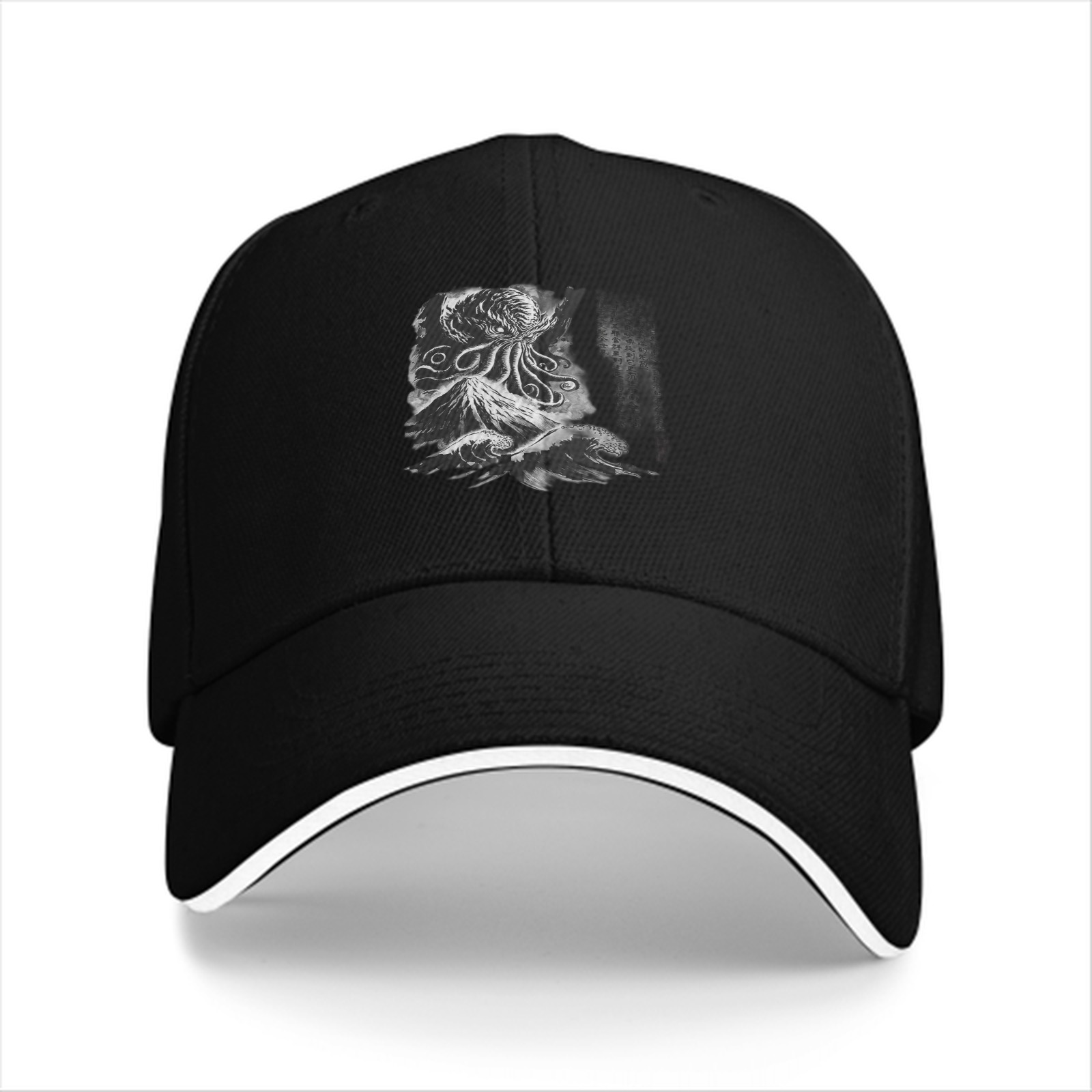 Black Baseball Cap With Cthulhu Octopus Monster Graphic
