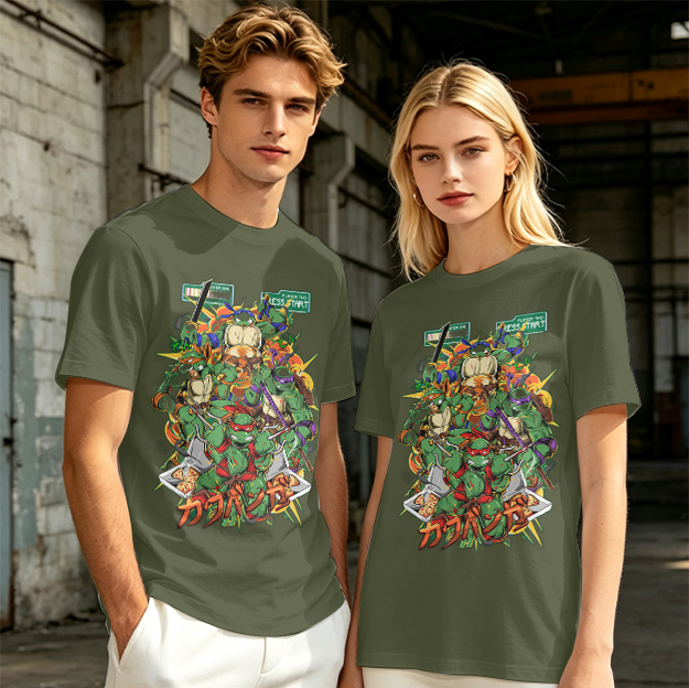 Olive T-Shirt With Teenage Mutant Ninja Turtles Graphic Print