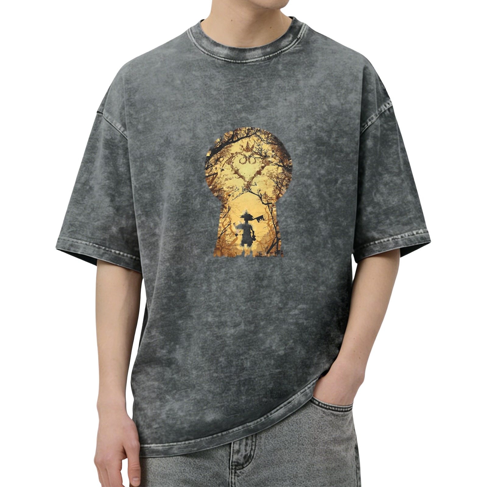 Kingdom Hearts Sora Keyhole Silhouette Vintage Wash T-Shirt