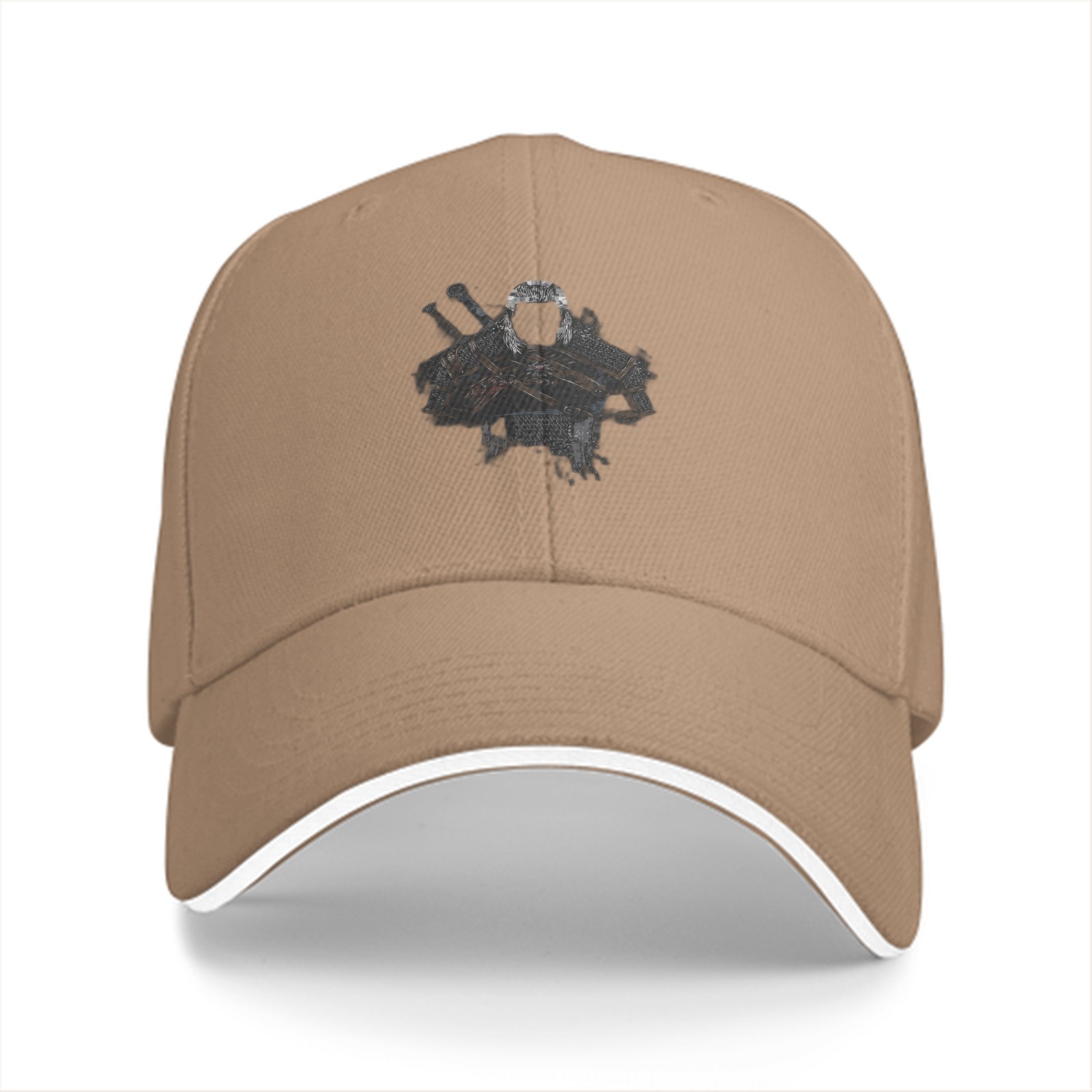 Black Baseball Cap With Faded Warrior Graphic Design