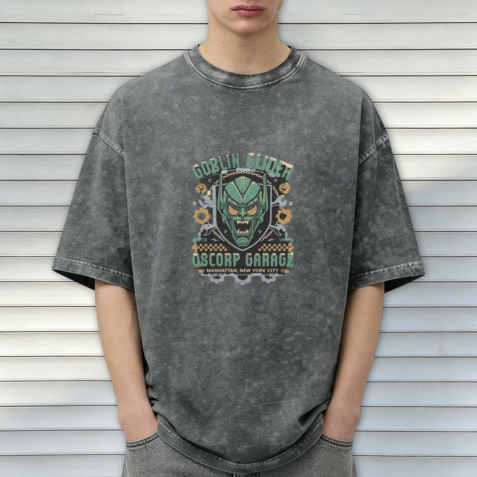 Oscorp Garage Goblin Glider Vintage Washed Graphic T-Shirt