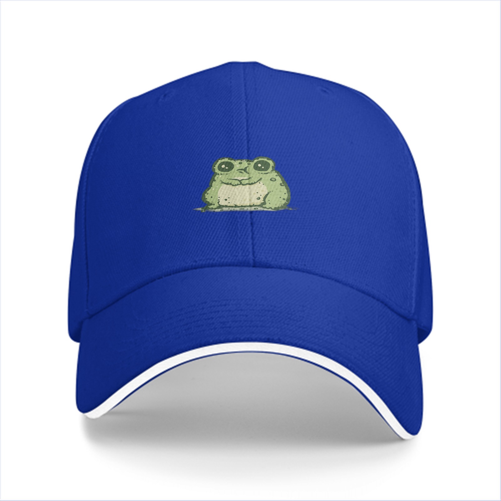 Black Baseball Cap With Cute Chubby Frog Graphic Design