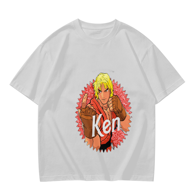Olive T-shirt with Street Fighter Ken Graphic Print