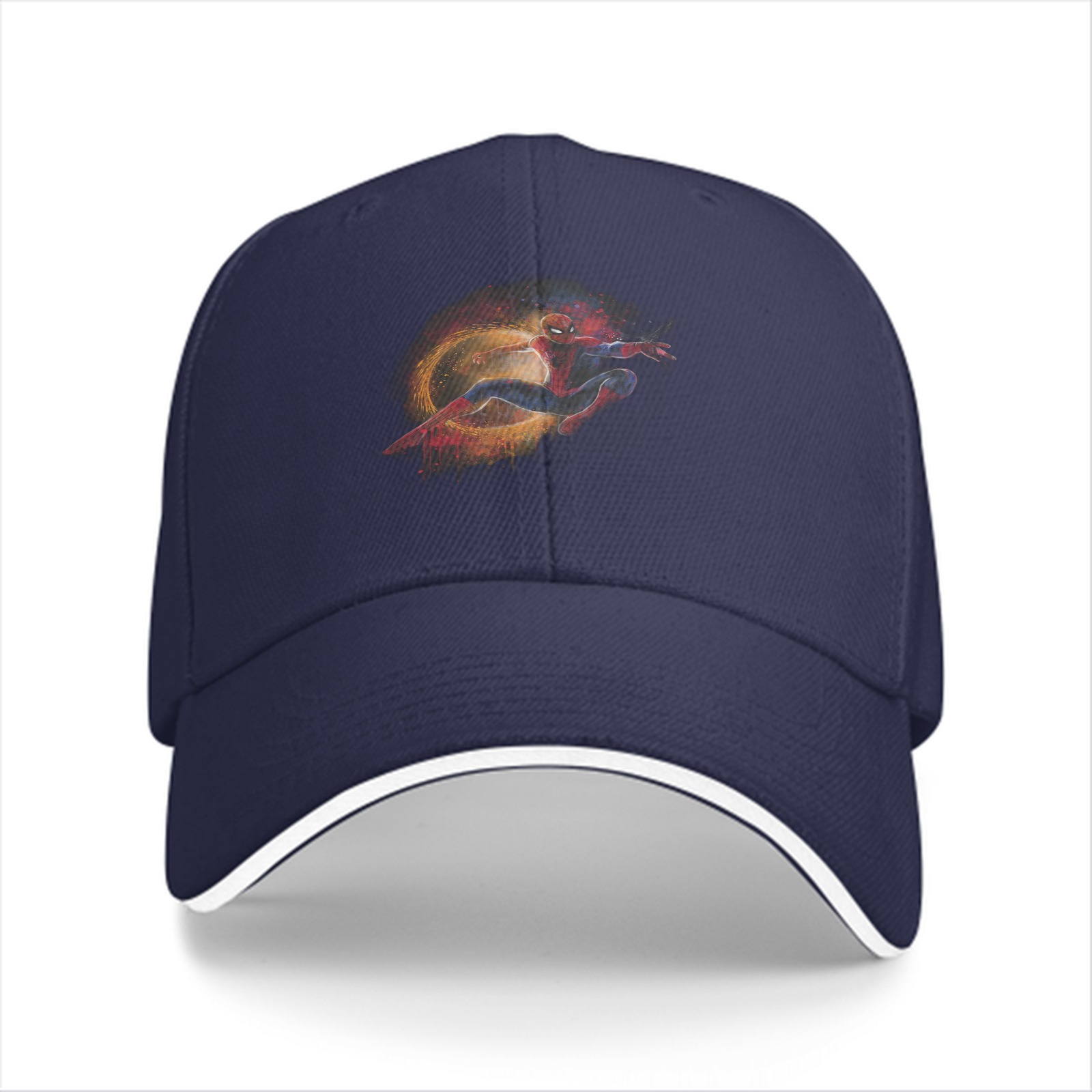 Black baseball cap with Spider-Man dynamic action graphic