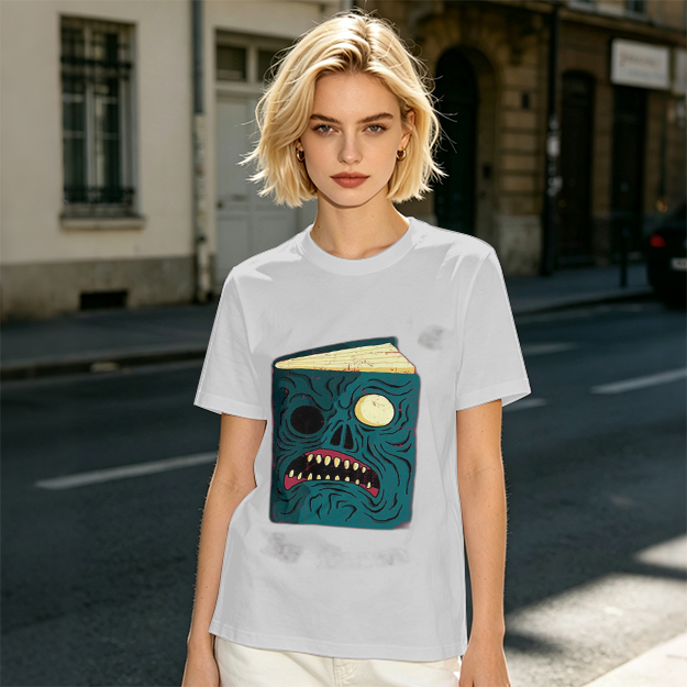 Olive T-Shirt With Monster Book Graphic Print