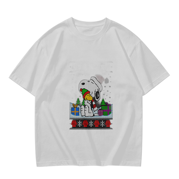 Olive Christmas Snoopy and Woodstock Graphic T-Shirt
