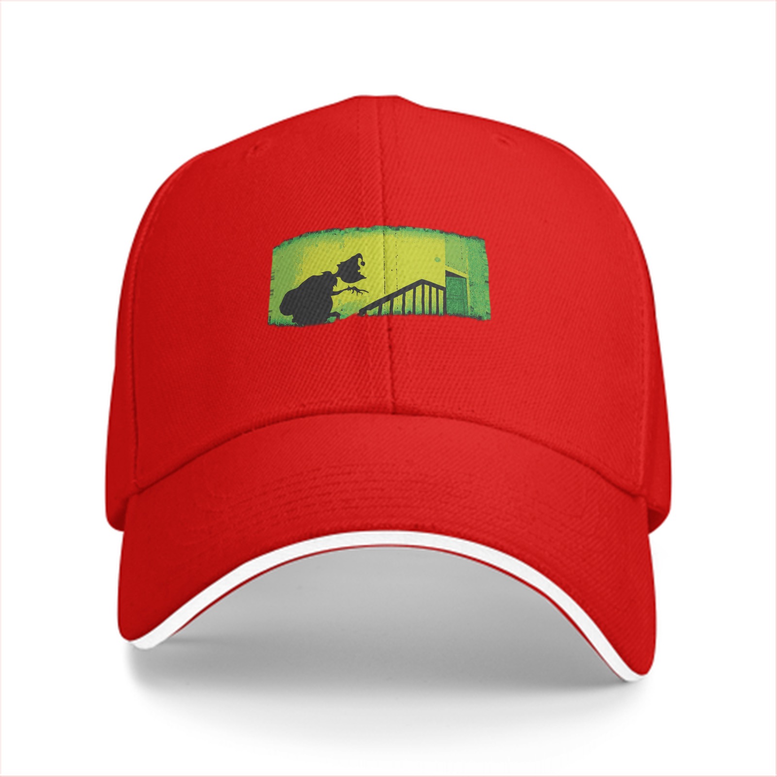 Baseball Cap with Grinch Stealing Christmas Silhouette Art