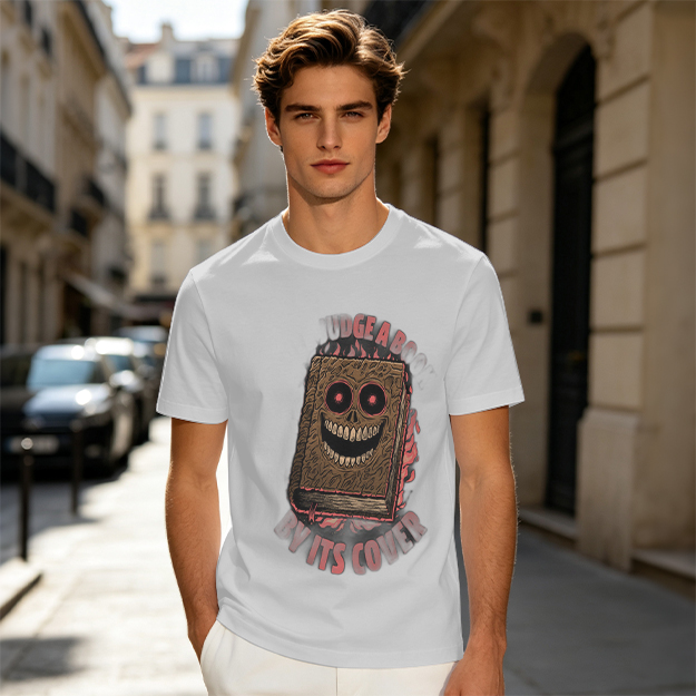 Olive T-Shirt With Evil Monster Book Graphic Design