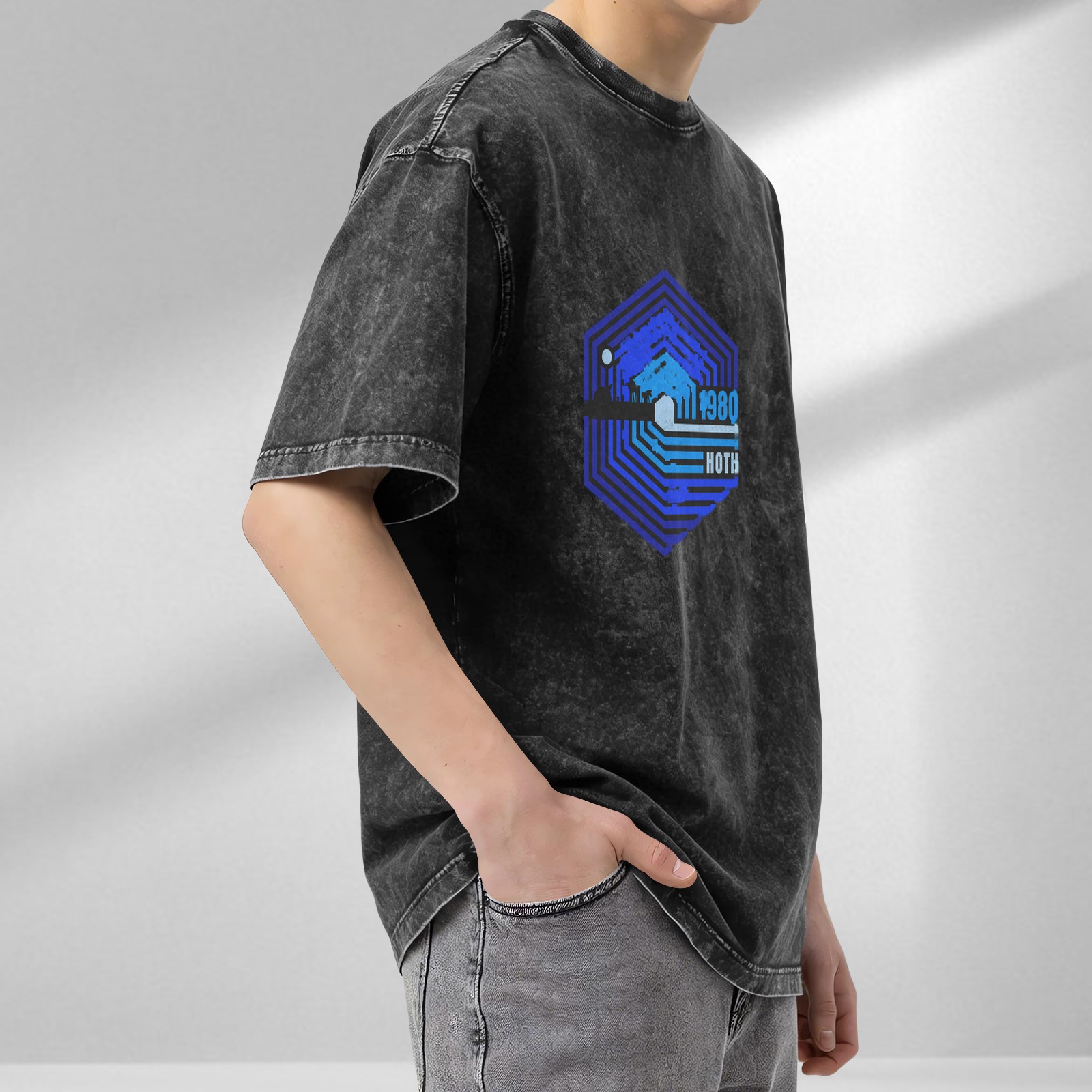 Star Wars Hoth 1980 Graphic Stonewashed Black T-Shirt