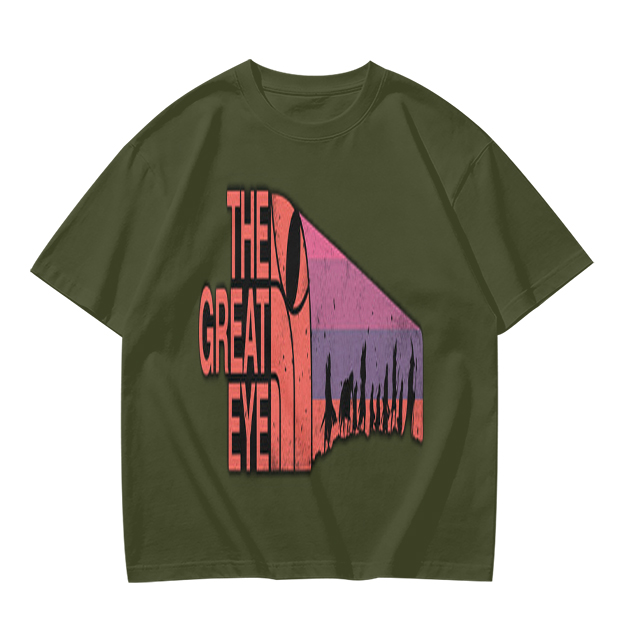 Olive T-Shirt with The Great Eye Sunset Graphic Print