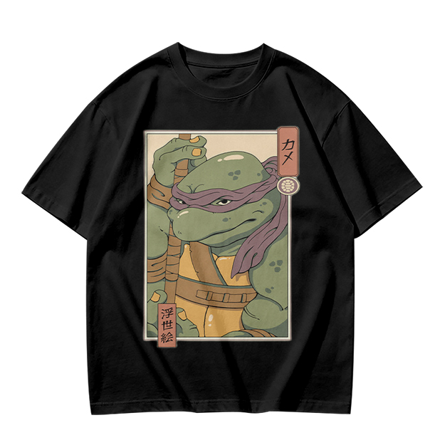 Olive T-shirt with Ukiyo-e style Donatello graphic print
