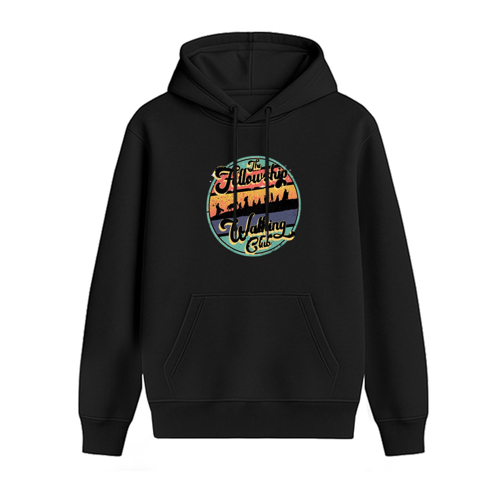 The Fellowship Walking Club Retro Graphic Black Hoodie