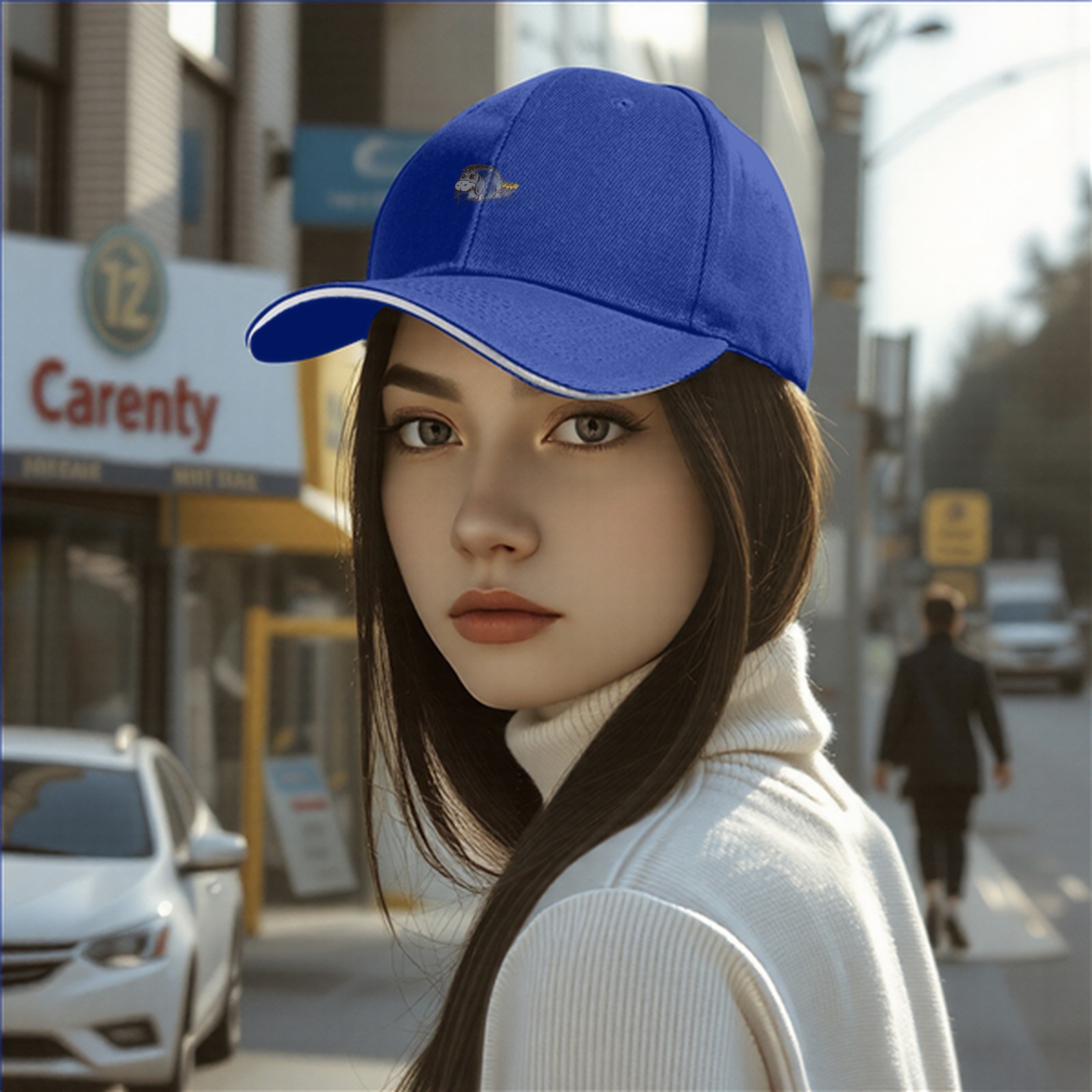 Black Baseball Cap With Small Eeyore Donkey Embroidery