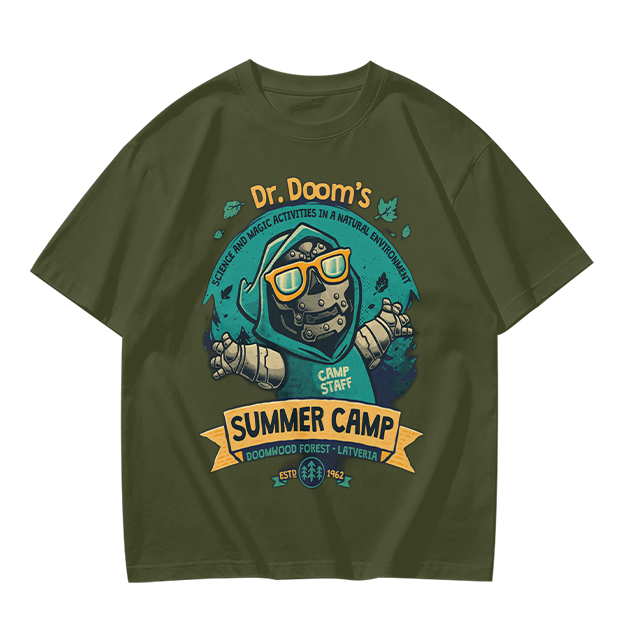 Dr. Doom's Summer Camp Themed Graphic T-Shirt