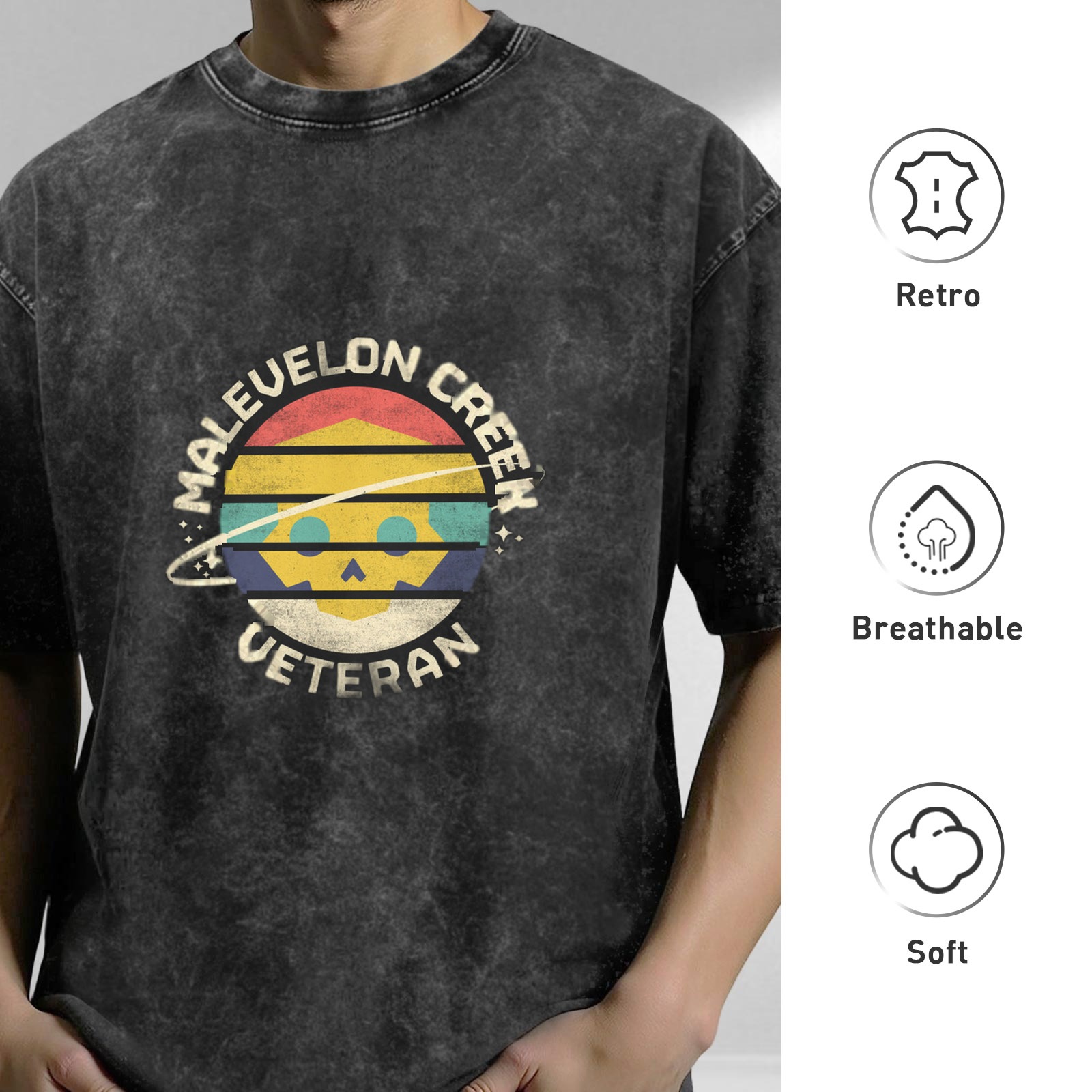 Malevelon Creek Veteran Graphic Stonewashed Black T-Shirt