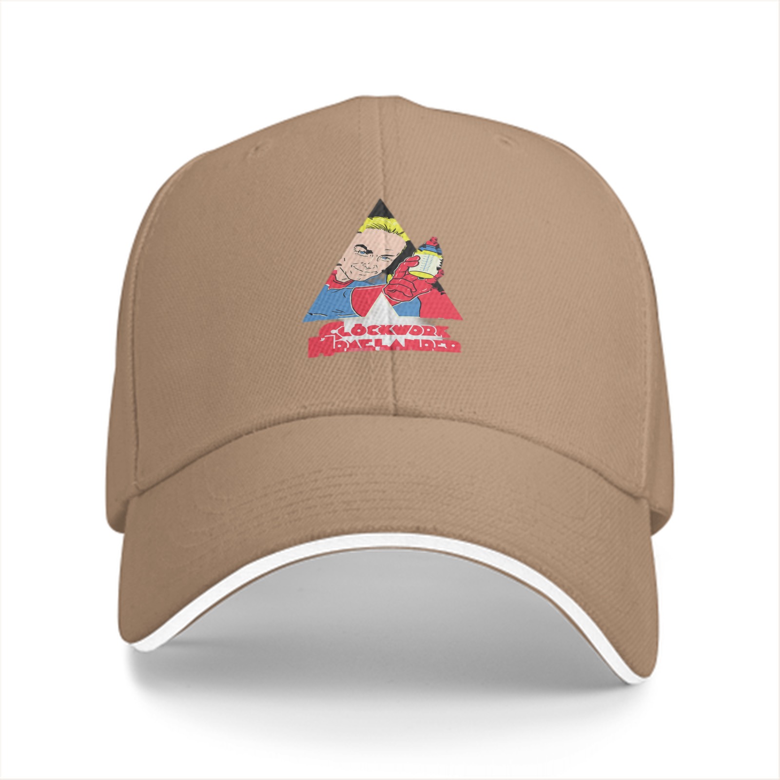 Black baseball cap with Clockwork Homelander graphic print