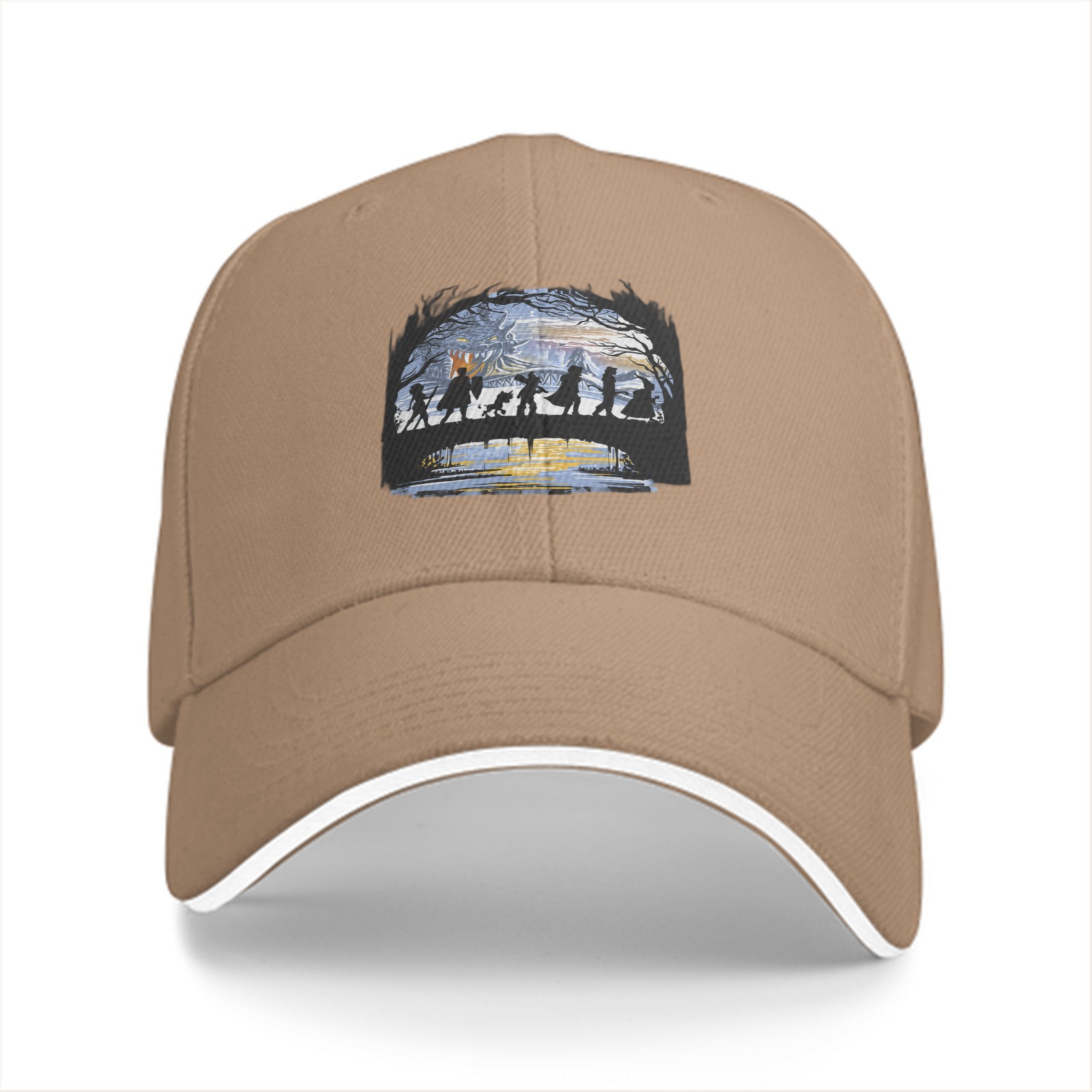 Black Baseball Cap With Fantasy Adventure Silhouette Art Print