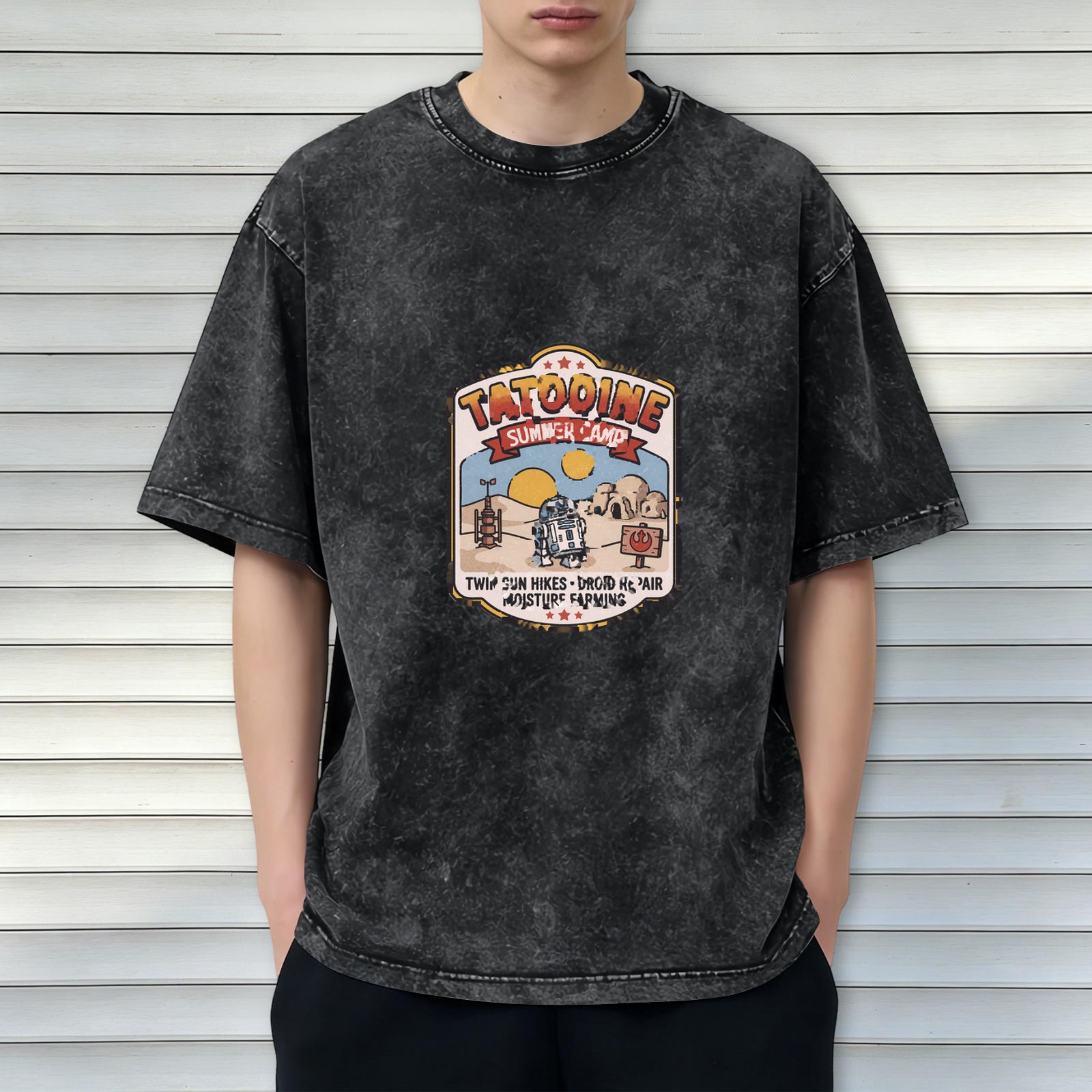 Tatooine Summer Camp Graphic Acid Wash Cotton T-Shirt