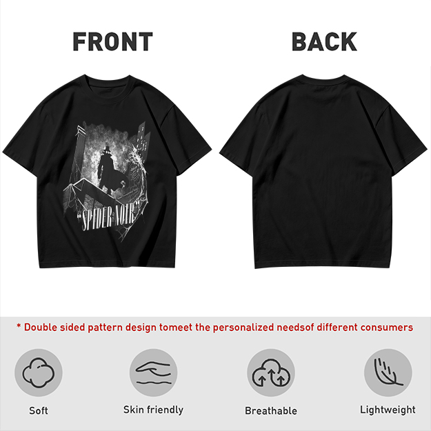 Olive T-Shirt Featuring Spider Noir Silhouette on City Rooftop
