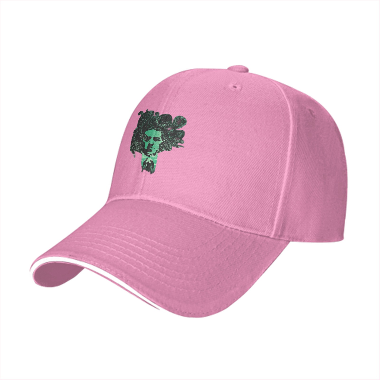 Black Baseball Cap With Green Medusa Head Graphic