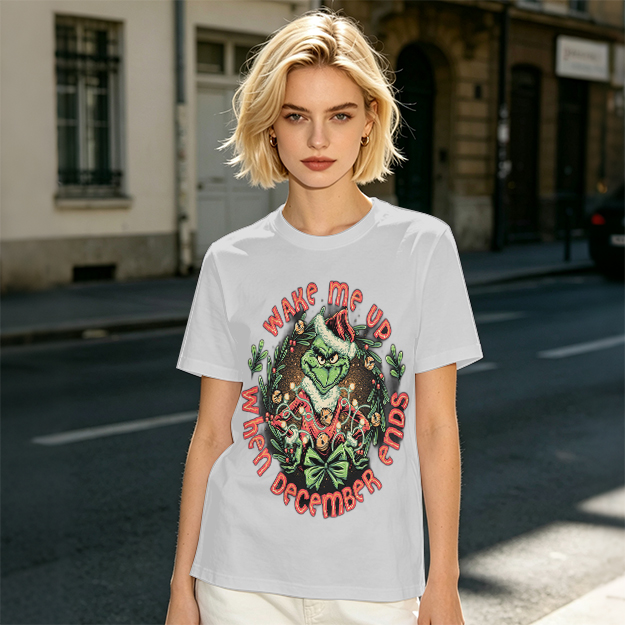 Wake Me Up When December Ends Grinch Christmas T-Shirt