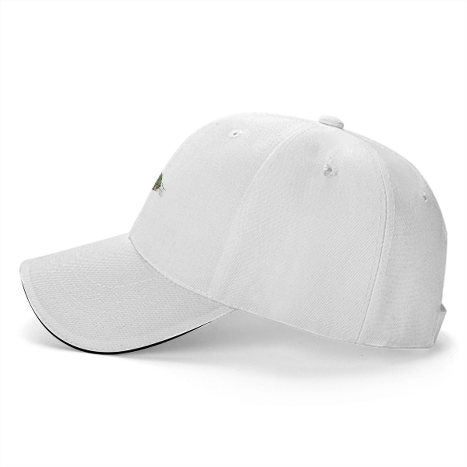 Black Baseball Cap with Small Whimsical House Print