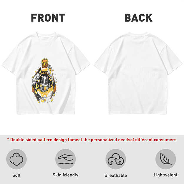 Olive T-Shirt With Cute Badger In Potion Bottle Graphic