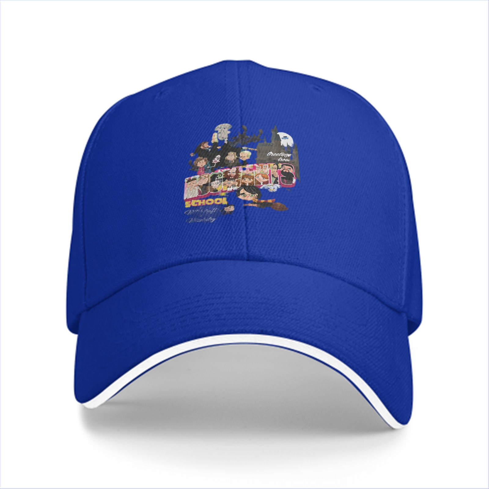 Black Baseball Cap with Wizard School Themed Character Print