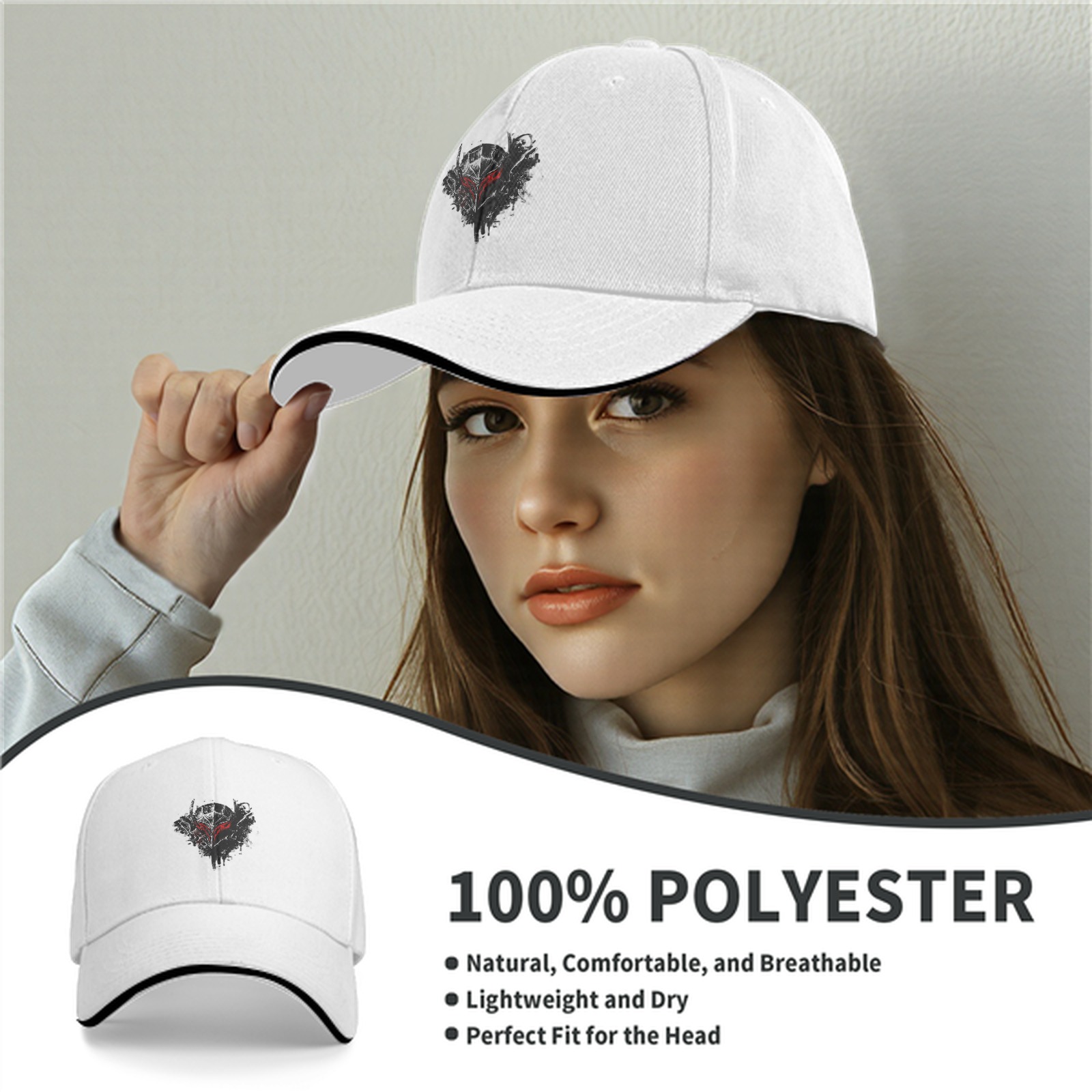 Black Baseball Cap With Dark Fantasy Helmet Graphic