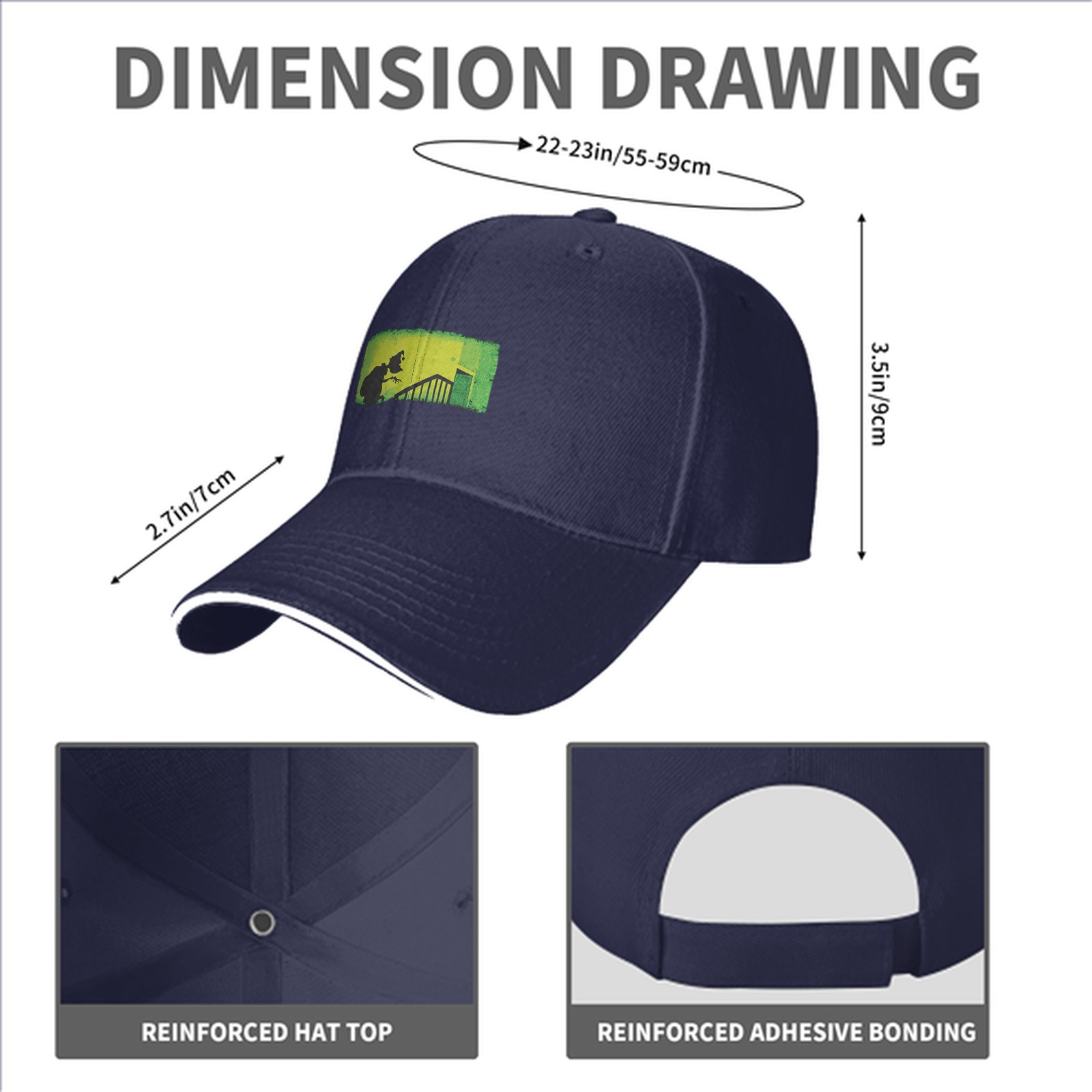 Baseball Cap with Grinch Stealing Christmas Silhouette Art