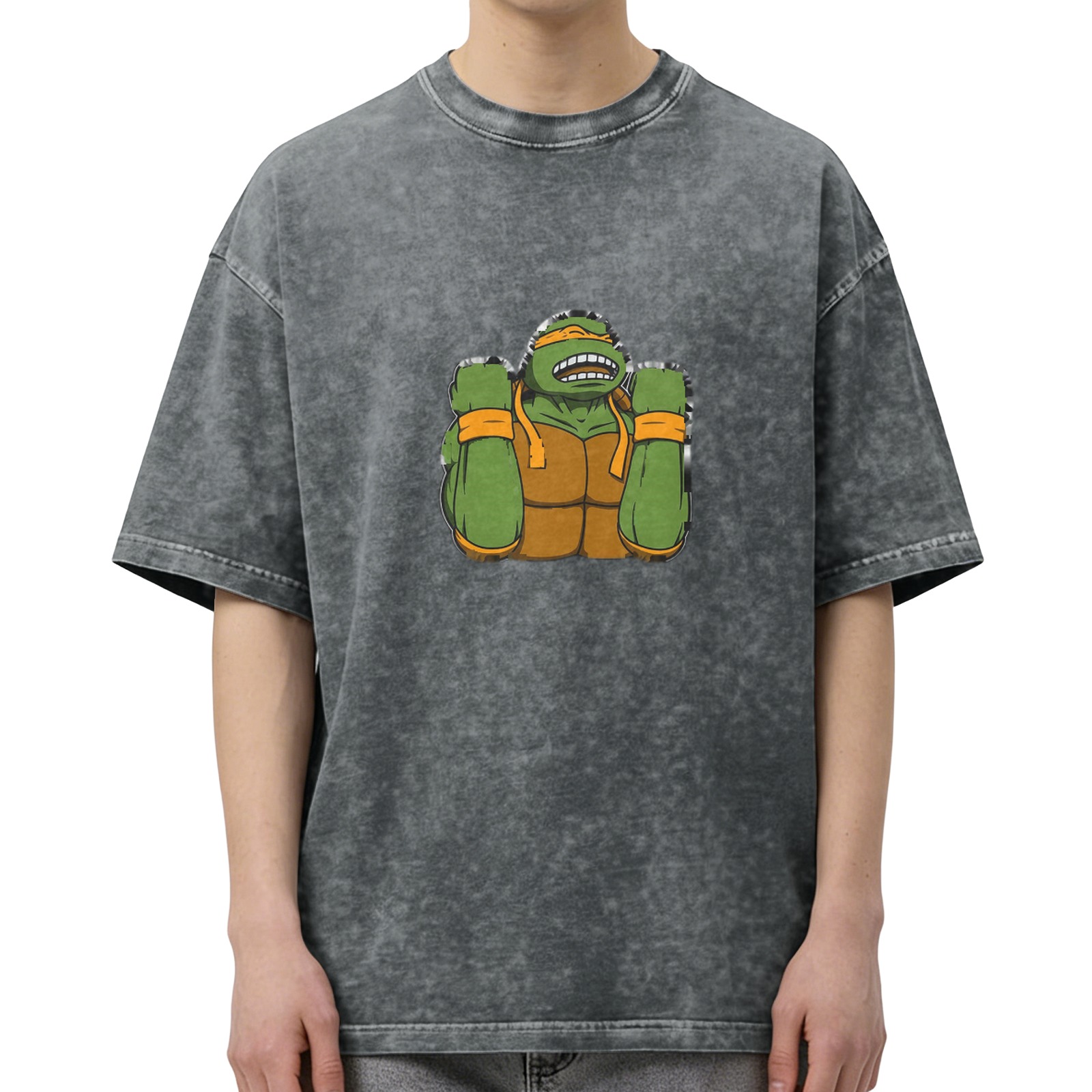 Teenage Mutant Ninja Turtles Graphic Print Acid Wash Short Sleeve T-shirt