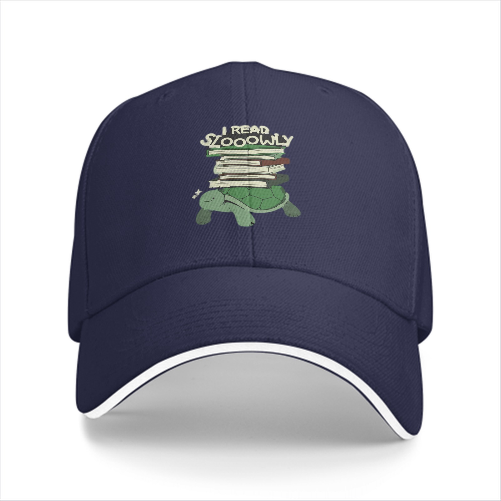 I Read Slowly Turtle With Books Graphic Baseball Cap