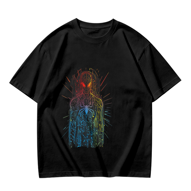 Olive T-Shirt With Abstract Gradient Spider-Man Graphic