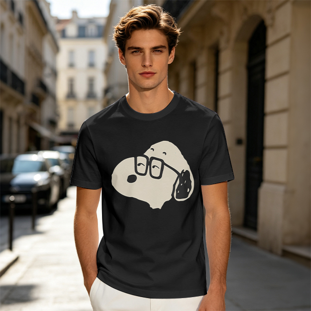 Olive T-Shirt With Snoopy Wearing Glasses Graphic