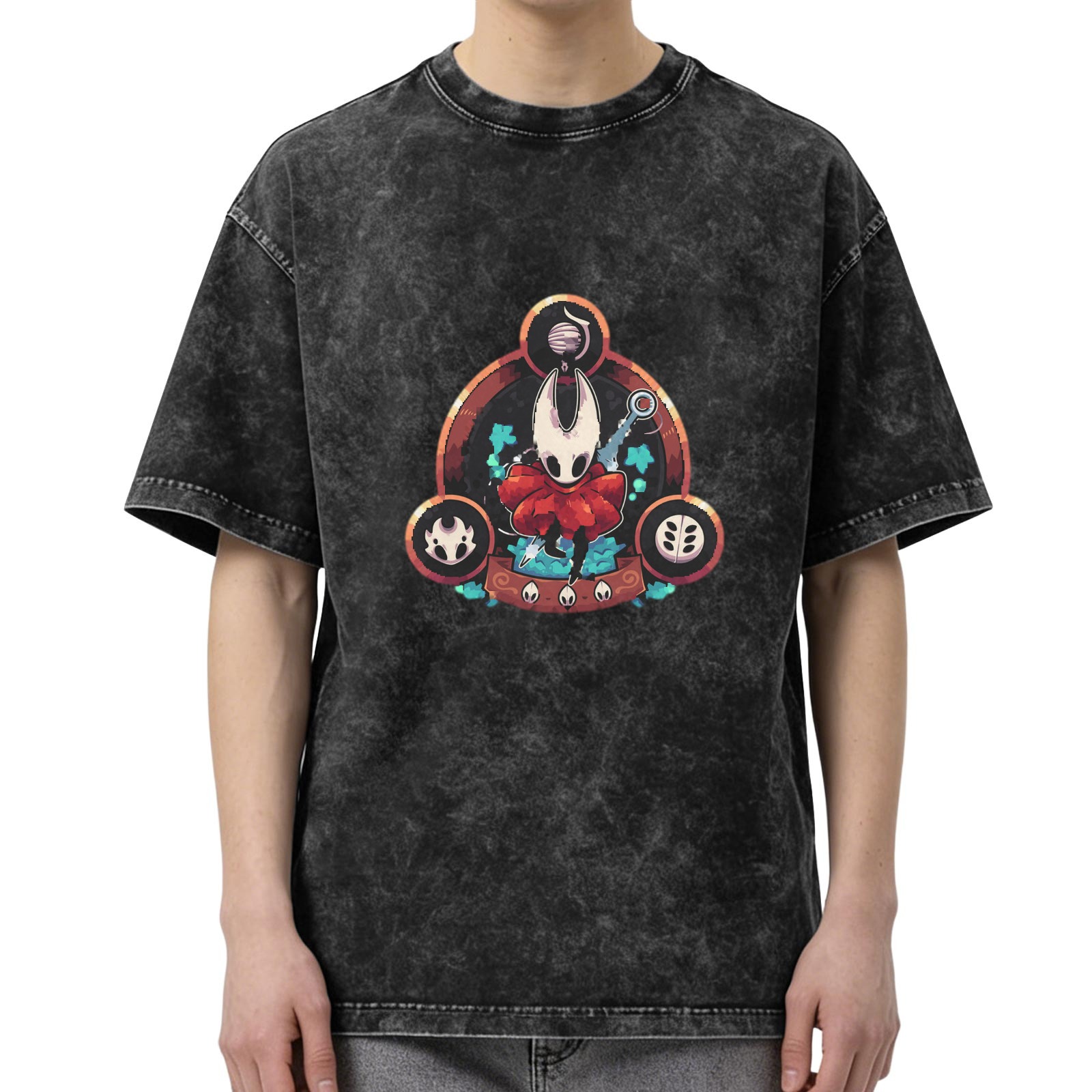Hollow Knight Themed Graphic Dark Wash T-Shirt