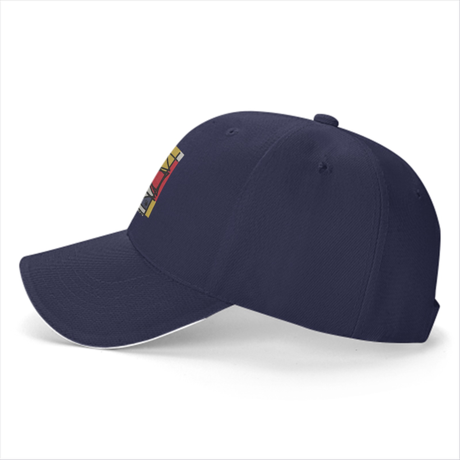 Black Baseball Cap With Abstract Geometric Art Print