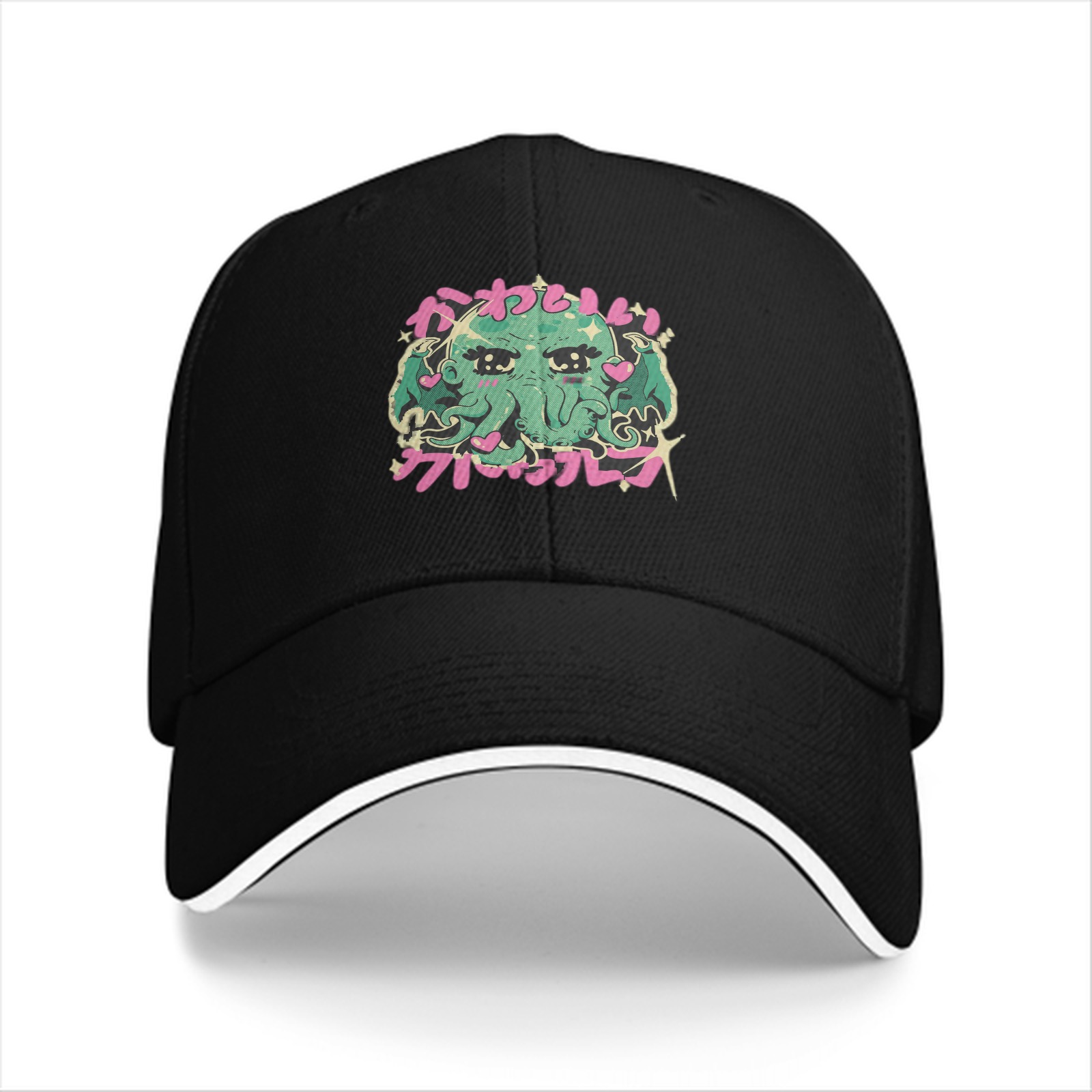 Black baseball cap with cute anime-style Cthulhu graphic