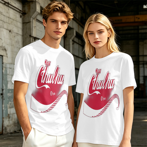 Obey Cthulhu Graphic Print Olive Green T-Shirt