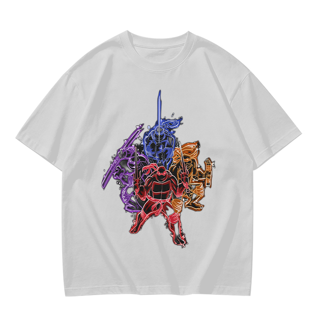 Olive T-shirt with Neon Teenage Mutant Ninja Turtles Graphic