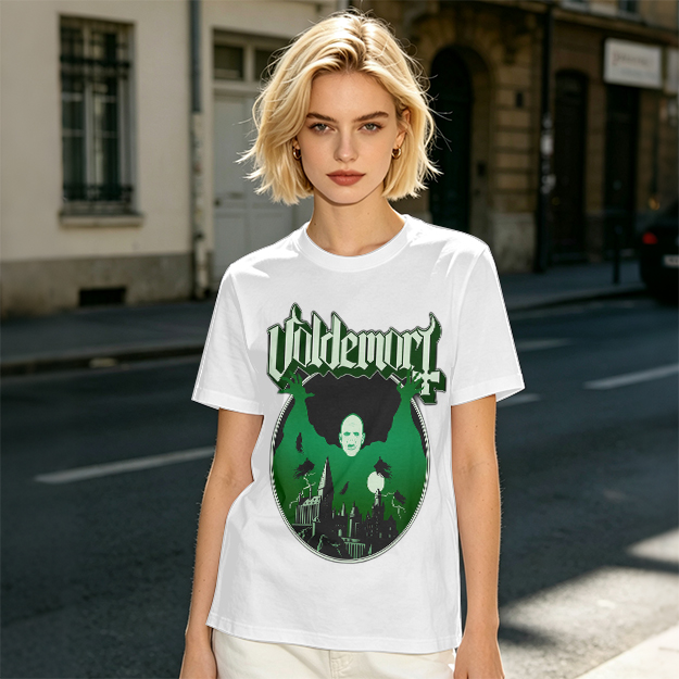 Olive T-shirt with Voldemort Dark Fantasy Graphic Print