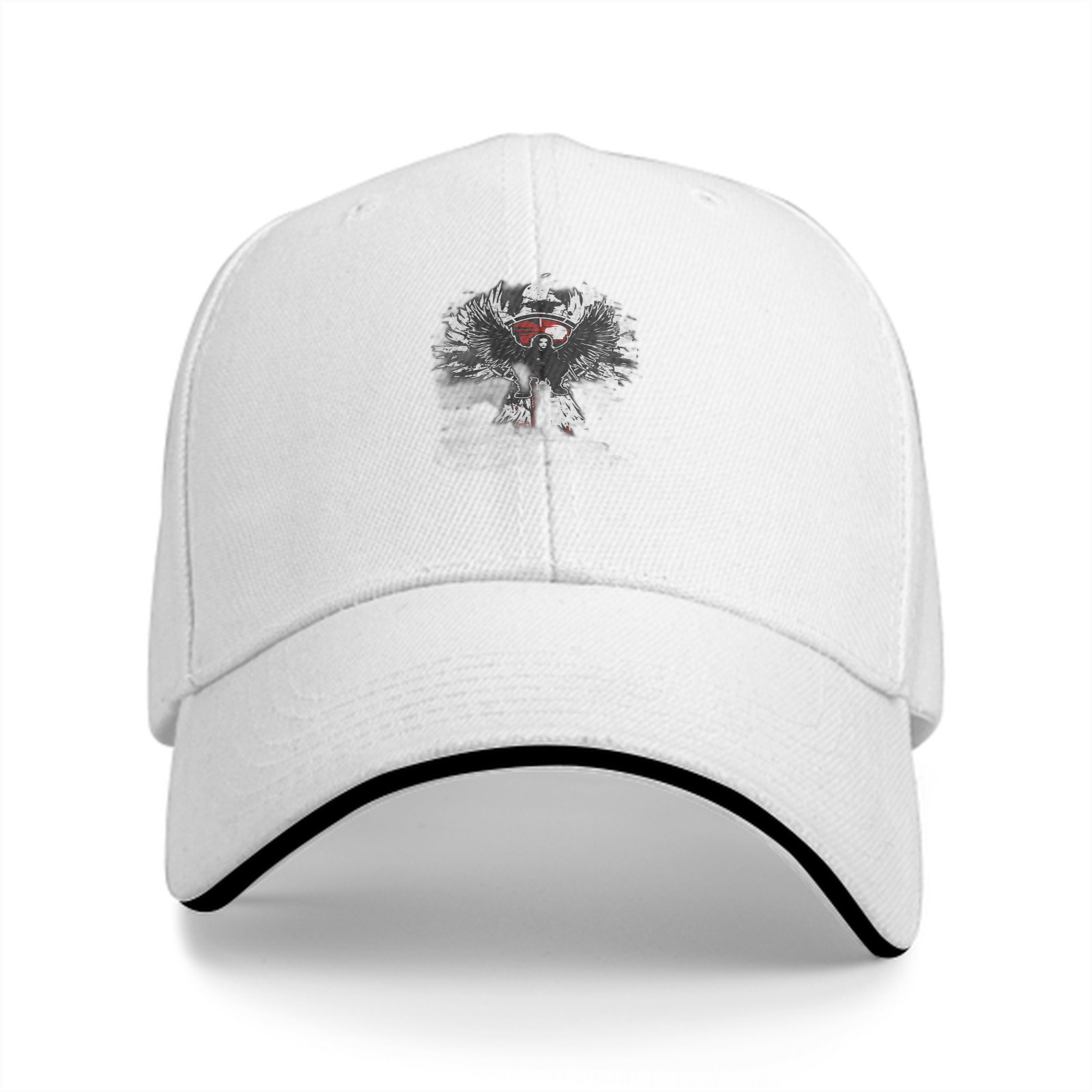 Black Baseball Cap With Spread Winged Eagle Graphic Design