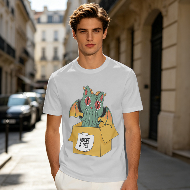 Adopt a Pet Cthulhu Cat Monster Graphic T-Shirt
