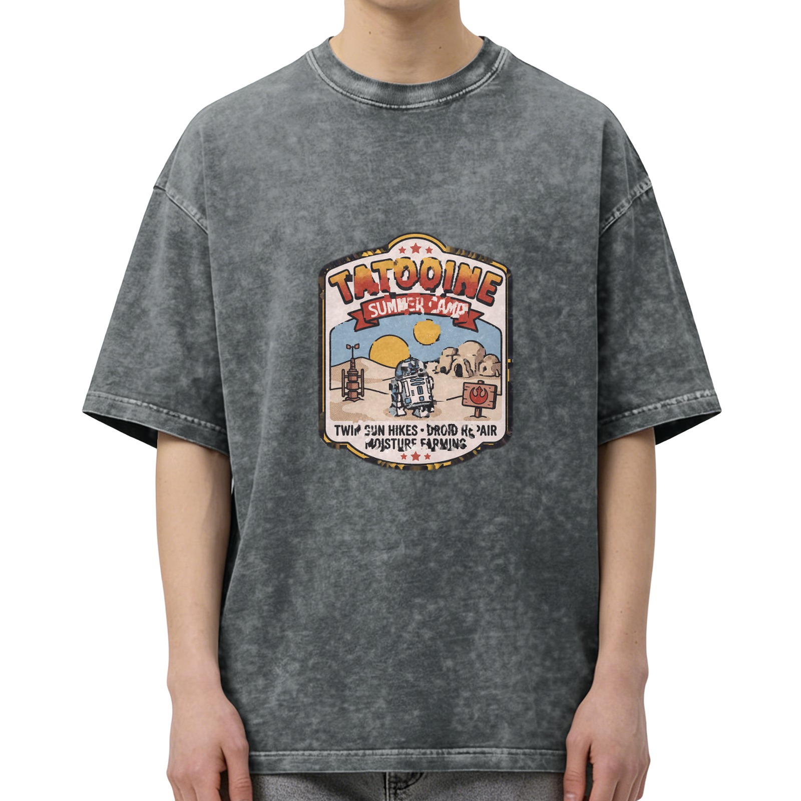 Tatooine Summer Camp Graphic Acid Wash Cotton T-Shirt