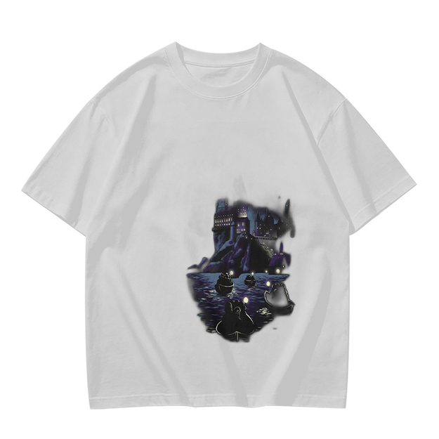Olive Green T-Shirt With Dark Night Scene Graphic Print