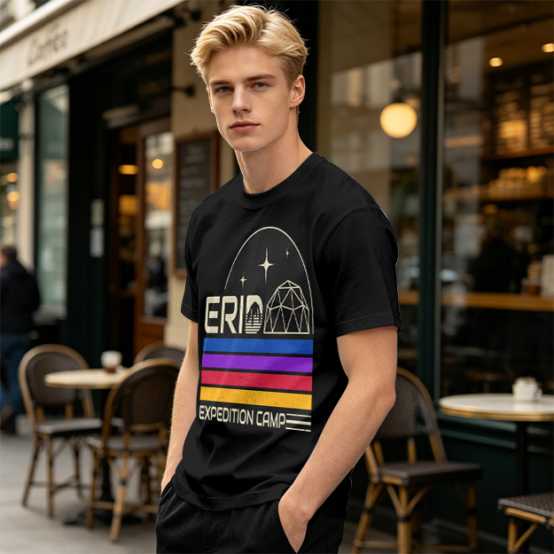 Erid Expedition Camp Retro Space Graphic T-Shirt Design