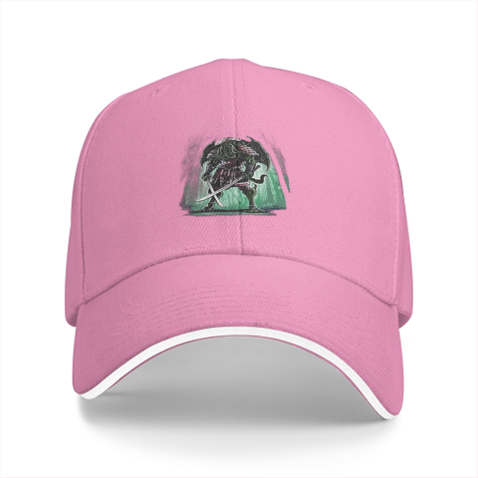 Black Baseball Cap With Samurai Cthulhu Warrior Graphic