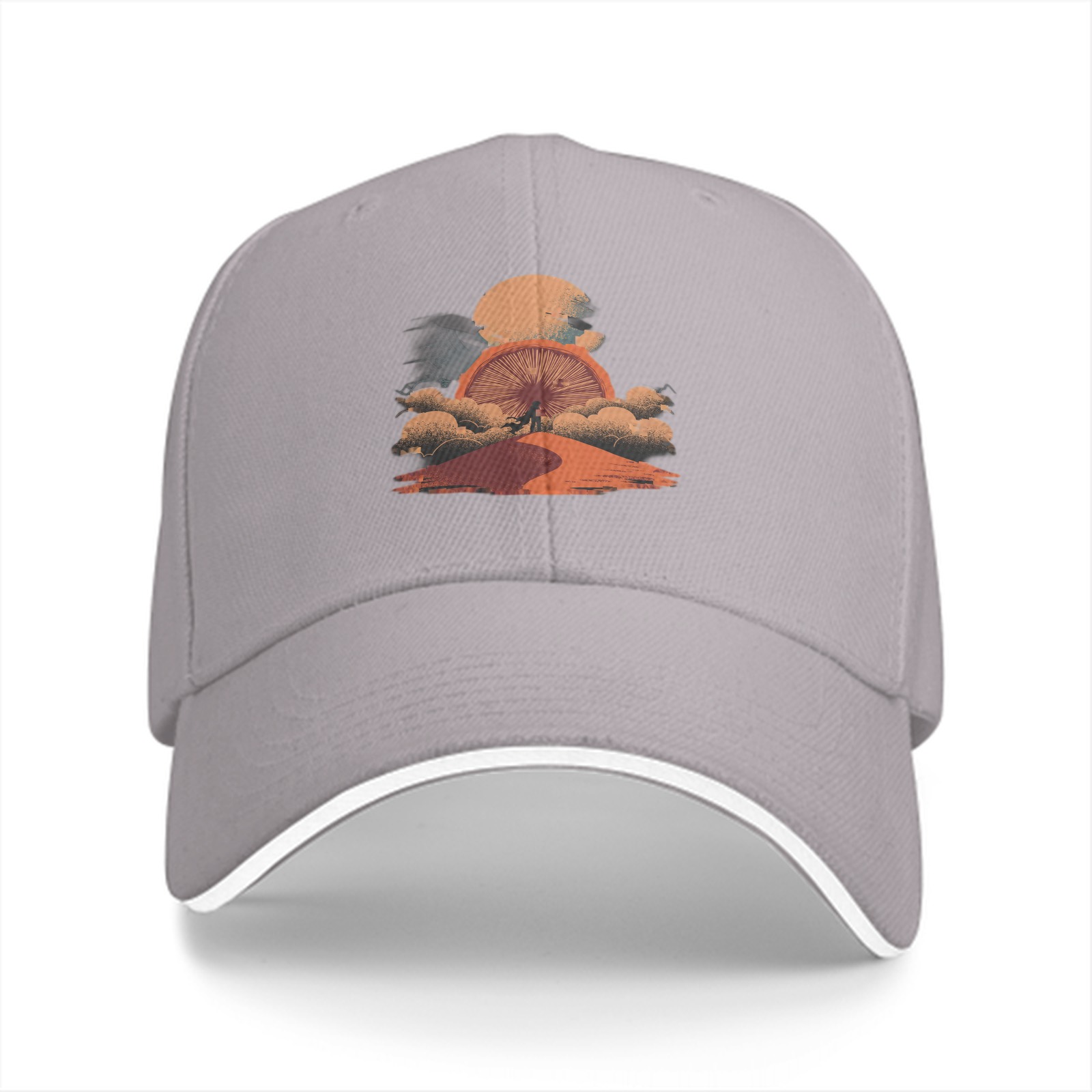 Black Baseball Cap with Desert Sunset Mountain Graphic