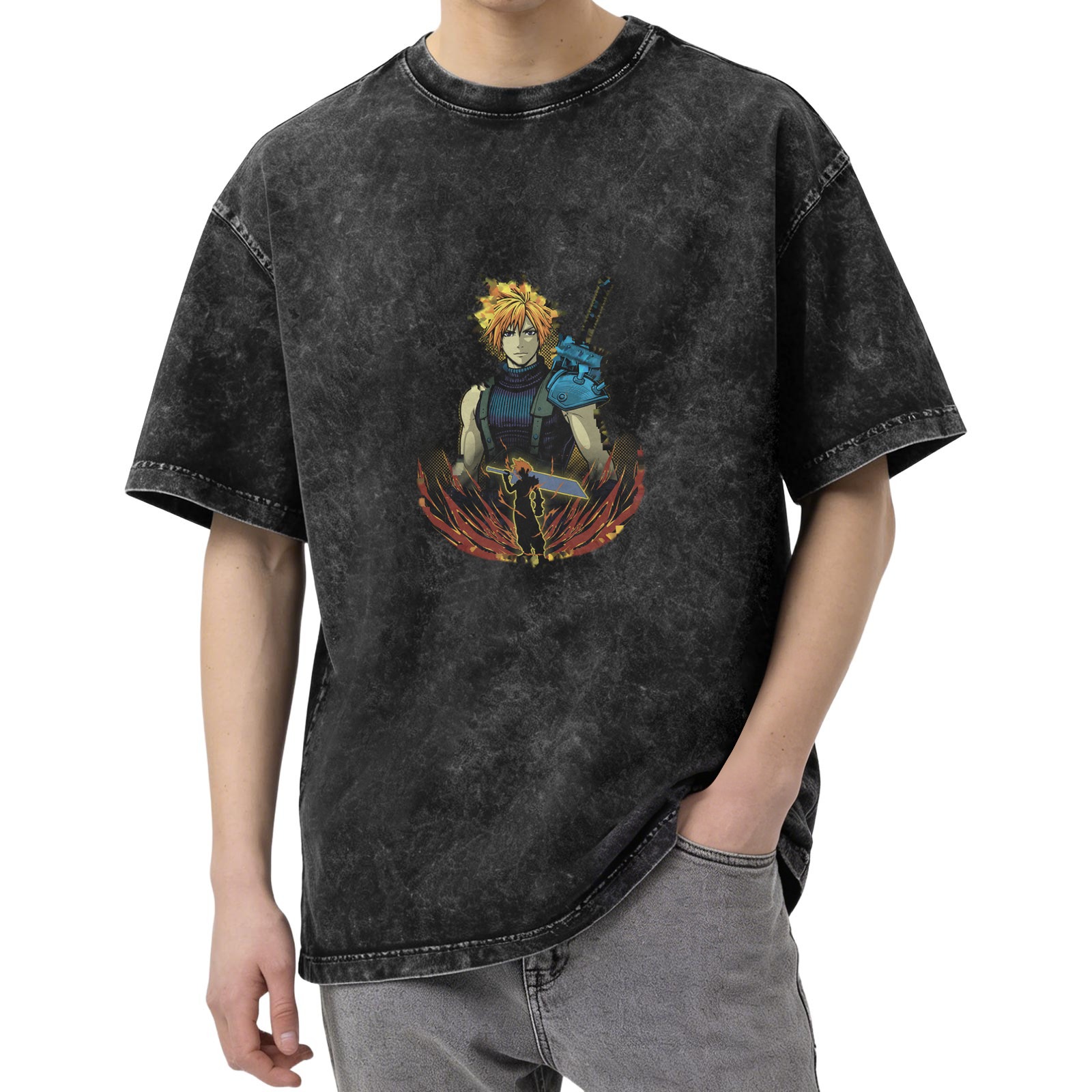 Final Fantasy VII Cloud Strife Graphic Stonewashed T-Shirt